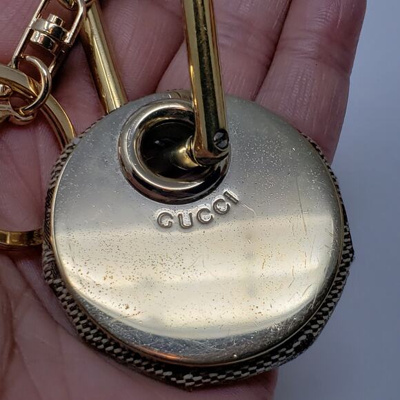 Gucci Bright Brass + Beige Leather Repurposed Keychain - Picture 10 of 10